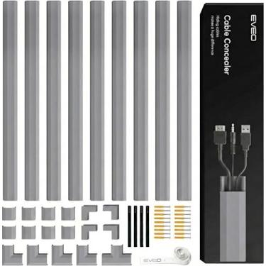 Imagem de Escondedor de cabos de 388,6 cm - Capas de cabo para fios - hider de cabos pintável - Gerenciamento de cabos - hiders de fio para TV na parede - Parede oculta de cabos - pista de cabos - 9X (C17 x