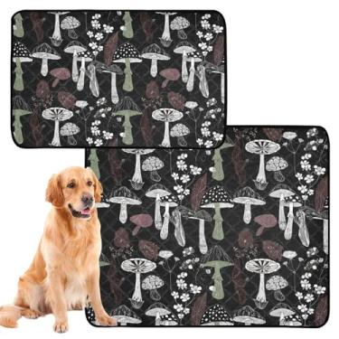 Imagem de Almofadas de xixi para cães com flores de cogumelo selvagem, lavável, reutilizável, tapete de caixa de cachorro fofo, impermeável, absorvente, almofadas de penico para filhotes, médio + grande