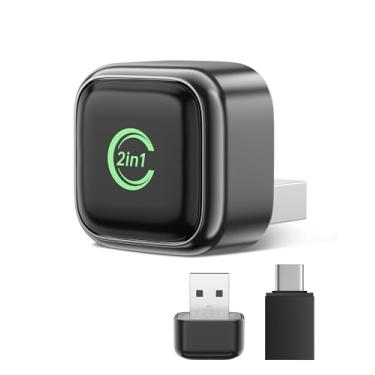 Imagem de Adaptador CarPlay sem fio, converte com fio para sem fio, CarPlay 2 em 1 e Android Auto, Mini Plug & Play, conexão automática rápida e sem latência, USB/USB-C para carros com CarPlay integrado e iOS