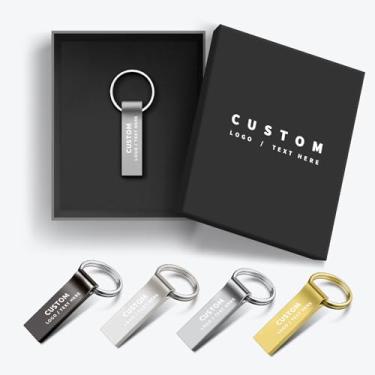 Imagem de Pen drive USB personalizado, pen drive USB personalizado, pen drive portátil de metal de alta velocidade, disco flash USB para armazenamento de dados externos (100 peças, 64 GB)