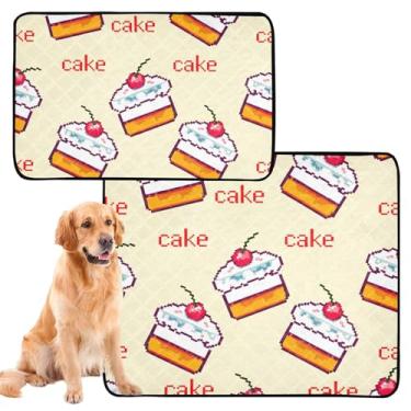 Imagem de Almofadas de xixi fofas de cerejas amarelas laváveis para cães, para animais de estimação, reutilizáveis, à prova d'água, tapete absorvente de cachorro, almofadas de penico, médio + grande, conjunto