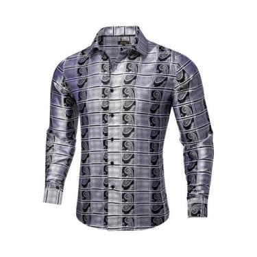 Imagem de Camisa De Casamento Prom De Manga Longa Em Poliéster Luxuosa Com Estam