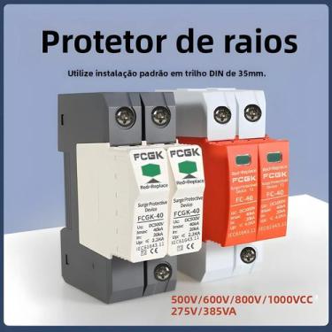 Imagem de Protetor De Surto DC De Alta Tensão 2P 500V-1000V 20KA-40KA Para Casa,
