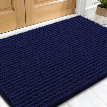 Imagem de OLANLY Tapete de porta de cachorro para patas enlameadas 91 x 61 cm, capacho de lama de chenille ultra absorvente, antiderrapante, lavável e com armadilha de sujeira para entrada interna, tapetes
