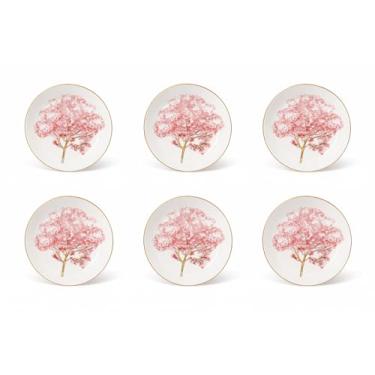 Imagem de Cerâmica Ypê com Filete de Ouro Scallla (Rosa, Prato Raso 6un)