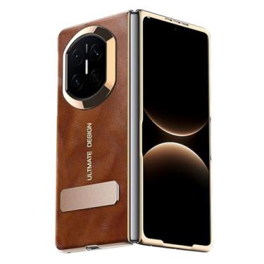 Imagem de FWYANZH Capa para Huawei Mate X7, capa de couro retrô galvanizado, suporte ajustável, protetor de tela embutido, capa comercial antiqueda, marrom, Mate X7