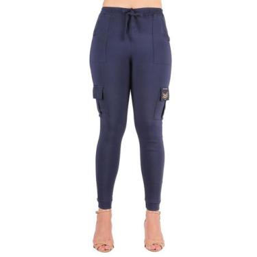 Imagem de Calça Jogger Wolfox Bengaline Com Bolso e Elástico Pronta Entrega, Mar