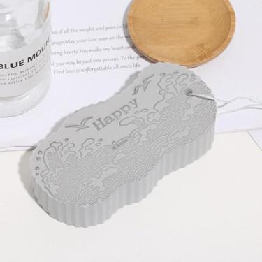 Imagem de Esponja de banho esfoliante em forma de onda cinza limpeza profunda esfoliante corporal para chuveiro remoção de sujeira e banho diário