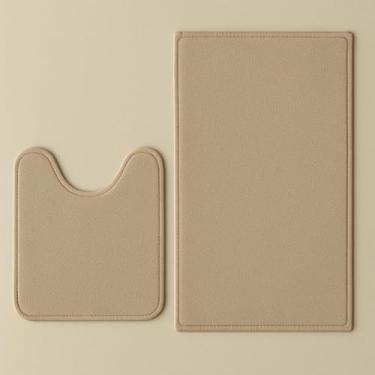 Imagem de Kit Tapete de Banheiro Antiderrapante Toque Chenile Soft Confort 2pcs para Casa Apartamento (Champanhe)
