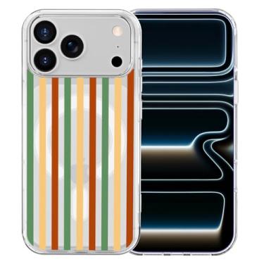 Imagem de MAYCARI Capa para iPhone 16 Pro Max, linda capa de celular magnética listrada vermelha verde e vermelha, compatível com MagSafe, capa protetora transparente à prova de choque para mulheres e meninas