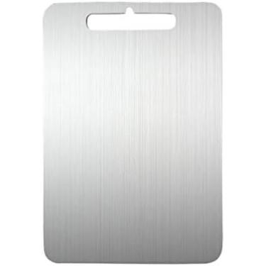 Imagem de Tábua De Corte De Aço Inoxidável, Tábua De Cortar Frutas, Bloco Quadrado De Corte De Alimentos Para Cozinha Doméstica,Prata,34x24CM,Hilarious123