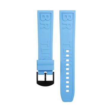 Imagem de VEVEL Pulseira de borracha fluororubber FKM macia e natural de 22 mm para pulseira Breitling Professional Superocean Navitimer com fivela de pino de jardim, 22MM, Acetato, Sem Pedra Preciosa