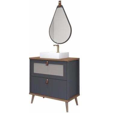 Imagem de Gabinete de Banheiro Veneto 80 com Espelho Gota Titanium/Freijo - MGM