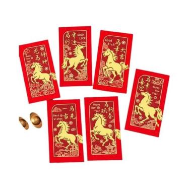 Imagem de Envelope Vermelho 6 Peças Para O Ano Novo Chinês, Bolsos De Dinheiro D