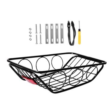 Imagem de harayaa Cesto traseiro para bicicleta, grande, para armazenamento de carga e bagagem, com parafusos e chave de fenda, à prova de ferrugem, preto, Style a