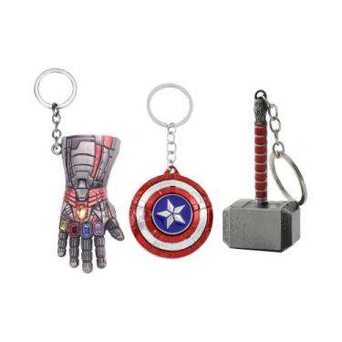 Imagem de Conjunto De Chaveiros Super-Heróis Vingadores: Thor, Capitão América, 