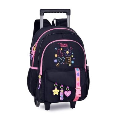 Imagem de Mochila Rodinhas Cacau Haxkar Bolsa Escolar Feminina Premium-Feminino