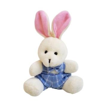 Imagem de Kit 2 Coelho de Páscoa Roupa Quadriculada Mimo Casal Pelúcia - Multiar