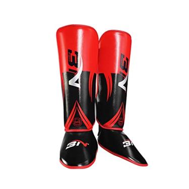 Imagem de Zxpjkyu Caneleiras para MMA, Kickboxing E Muay Thai, com Proteção para As Pernas, Red M Teenager