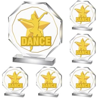Imagem de CroBlissful Prêmio Troféu de 6 peças 12 x 12 cm Prêmio de Placas de Troféu de Acrílico para Crianças Adultos Participação em Equipes Prêmios de Presente (Dança)