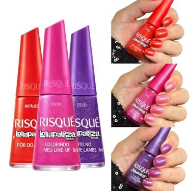 Imagem de Kit Esmaltes Risqué Lolla palooza 10 Cores Risqué Esmalte Glitter Coloridos (3 Cores)