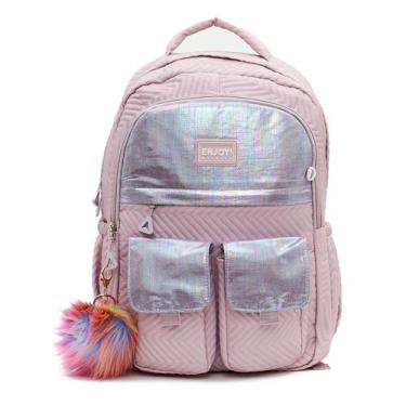 Imagem de Mochila De Costas Feminina Qualis Resistente Estilosa, Lilás