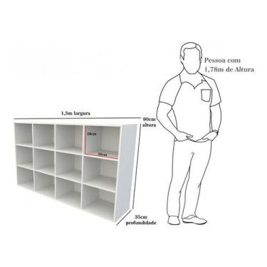 Imagem de Armário Colmeia Horizontal M2 Mdp Estante Prateleira Nichos - VETORIAL
