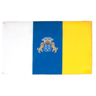 Imagem de AZ FLAG Conjunto de 10 bandeiras das Ilhas Canárias - 90 x 60 cm - Bandeira das Ilhas Canárias - Espanha - 100% poliéster com ilhós de metal integrados
