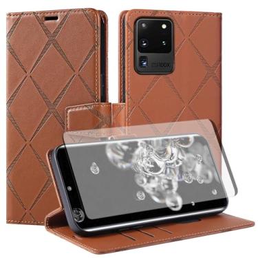 Imagem de Asuwish Capa de telefone para Samsung Galaxy S20 Ultra 5G Capa carteira com protetor de tela de vidro temperado PU couro sintético flip porta-cartão de crédito celular S20ultra 20S S 20 A20 S2O