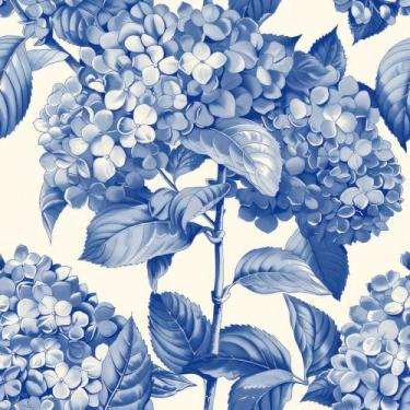 Imagem de MuralPeel Papel de parede vintage branco azul creme Hydragea floral moderno autoadesivo removível fácil de descascar no papel de parede para locatário de armário de quarto
