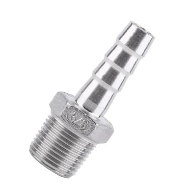 Imagem de Generic Conector de Cauda de Mangueira Farpada de Aço Inoxidável para Encanamento de Tubulação de Ar/água, Encaixe de Rosca 304 SS 1/8 "~ 3/4" para Engenharia Química, Máquinas (3/8''*10mm)