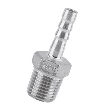 Imagem de Generic Conector de Cauda de Mangueira Farpada de Aço Inoxidável para Encanamento de Tubulação de Ar/água, Encaixe de Rosca 304 SS 1/8 "~ 3/4" para Engenharia Química, Máquinas (1/4''*6mm)