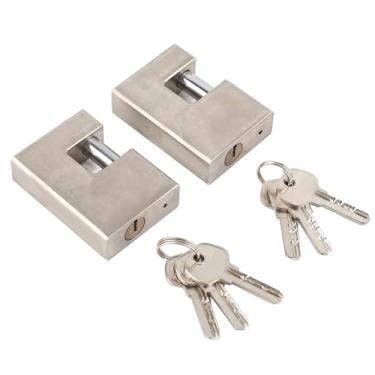 Imagem de Generic Conjunto de Cadeado Resistente à Ferrugem à Prova D'água para Segurança de Porta de Garagem Com 6 Chaves, Trava Monobloco Em Forma de D Adequada para Portões, Trava de Cobre de 70 Mm, 2 Peças