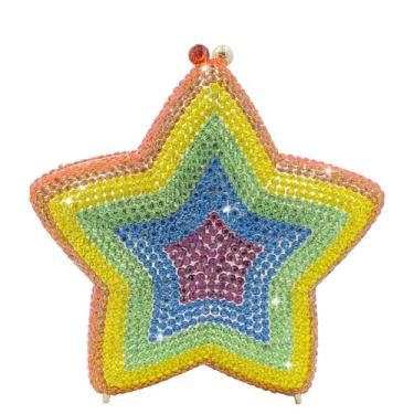 Imagem de Usuisy Novidade 3D Star Shape Bolsa feminina de cristal clutch noite festa baile jantar strass clutch bolsas e bolsas, mini, Multiamarelo, Mini