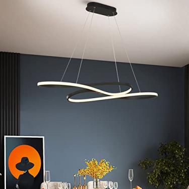 Imagem de Luminária pendente moderna de LED para mesa de jantar com controle remoto, cromada, com altura ajustável, design criativo, ideal para sala de estar, sala de jantar e escritório (preta).