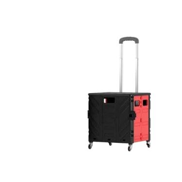 Imagem de Carrinho de compras dobrável, leve, escovado, dobrável, cesta de piquenique ao ar livre, escadas, armazenamento de grande capacidade (quatro rodas Balck 75L)