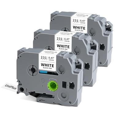Imagem de Pacote com 3 12 mm 0,47 fita branca laminada Tze-231 Tze231 Tz-231 Tze Tz Etiqueta compatível com Brother P Touch Label Maker Work para PT-D210 PT-D202 PT-D220 PTD410 PTD600 PTD400, preto sobre branco