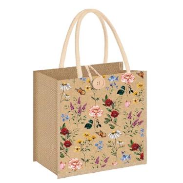 Imagem de JarThenaAMCS 6 unidades de sacolas de presente de flores silvestres de serapilheira com botão de alça vintage brilhante para lembrancinhas de festa de flores para primavera, casamento, aniversário