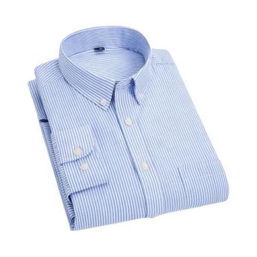 Imagem de Camisa Social Masculina Slim Fit De Algodão Oxford De Manga Longa, Não