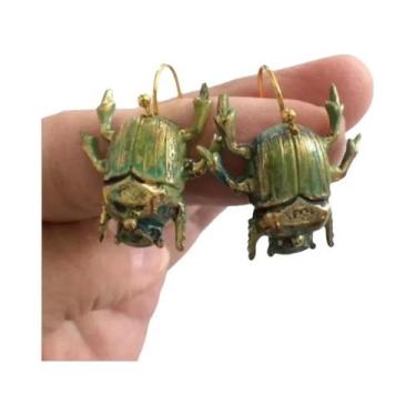 Imagem de Brincos vintage de besouros verdes, novo design clássico, insetos para