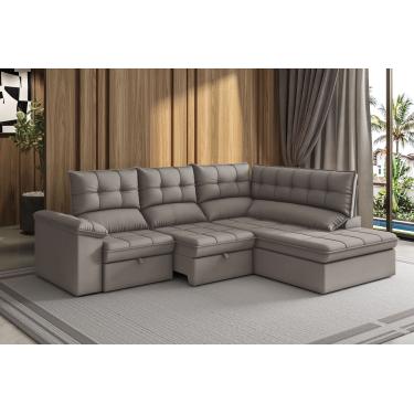 Imagem de Sofá de Canto Luizzi Capri Slim 2.90m Estrutura Madeira Maciça Espuma D28