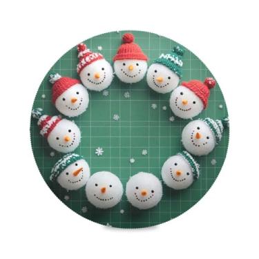 Imagem de STAYTOP Lindo jogo americano redondo de boneco de neve de Natal, 6 peças, tapetes de mesa antiderrapantes fáceis de limpar para decoração de mesa de festa e churrasco em casa