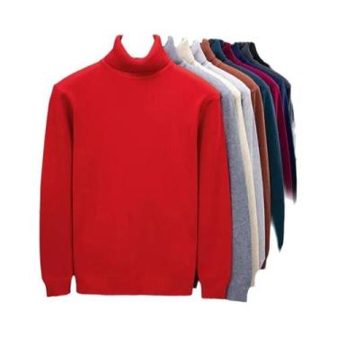 Imagem de Suéter Masculino De Gola Alta Tricotado Slim Fit De Alta Qualidade Ant