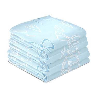 Imagem de Wassud Soft Blue Bows Toalhas de prato de cozinha pacote com 6 panos de prato macios com laço para pendurar toalha de mão de secagem rápida super absorvente toalhas de chá de mesa decorativas 71 x 45