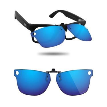 Imagem de Fiskr Óculos de sol polarizados clip-on flip up antirreflexo para Ray-Ban Meta Wayfarer RW4006 e Gen 2 RW4012 (tamanho 50-22), Azul gelo, 50*22mm