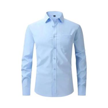 Imagem de Camisa Social Masculina Slim Fit De Manga Longa Elástica Tamanho EUA P