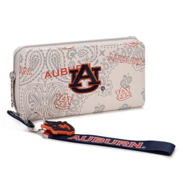 Imagem de Bolsa feminina oficialmente licenciada pela equipe NCAA para estádio com chaveiro, carteira pequena para dia de jogo, Au-bege, Moderno