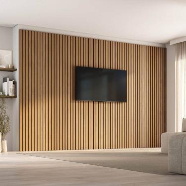 Imagem de Painel para Tv até 86 Polegadas 360x230cm Ripado Aruá Cabecasa Madeiraoriginals Jatoba