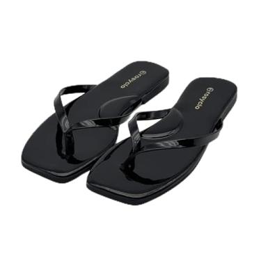 Imagem de Chinelo feminino, bico quadrado, espuma viscoelástica suporte de arco sandálias de verão para mulheres, tendência de couro vegano, leve, macio, confortável, nuvem, chinelos femininos essenciais de