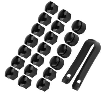 Imagem de KUIDAMOS Tampa Protetora do Aro da Roda de Carro Com Porca de 17 Mm para Proteção Antirroubo, 20 Peças à Prova de Poeira para a Maioria das Rodas de Carro (Preto)